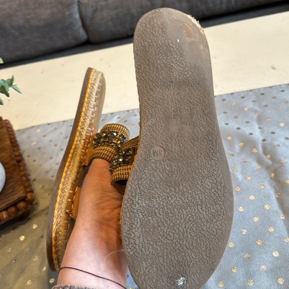 Crown Vintage sandals Miyan espadrilles slip on rhinestone 8 great condition - Picture 2 of 3